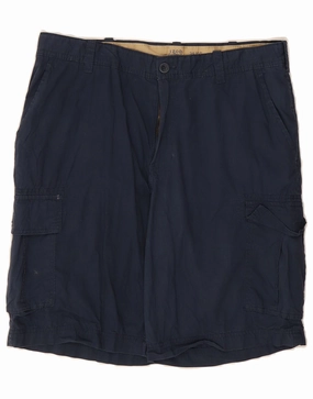 IZOD Mens Cargo Shorts W34 Large Navy Blue Cotton Reflective Safety Detailing Easy Layer