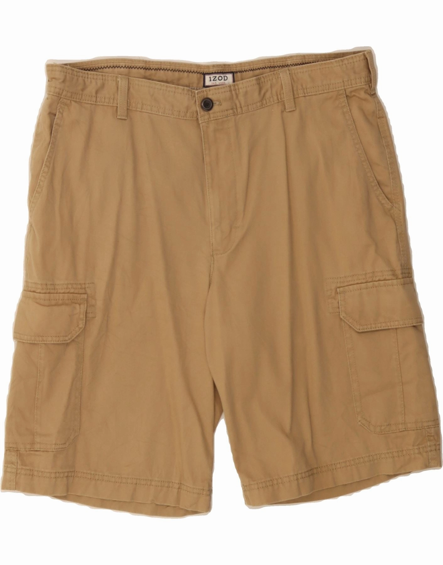 Motion Support Minimalist Look IZOD Mens Cargo Shorts W36 Large Beige Cotton