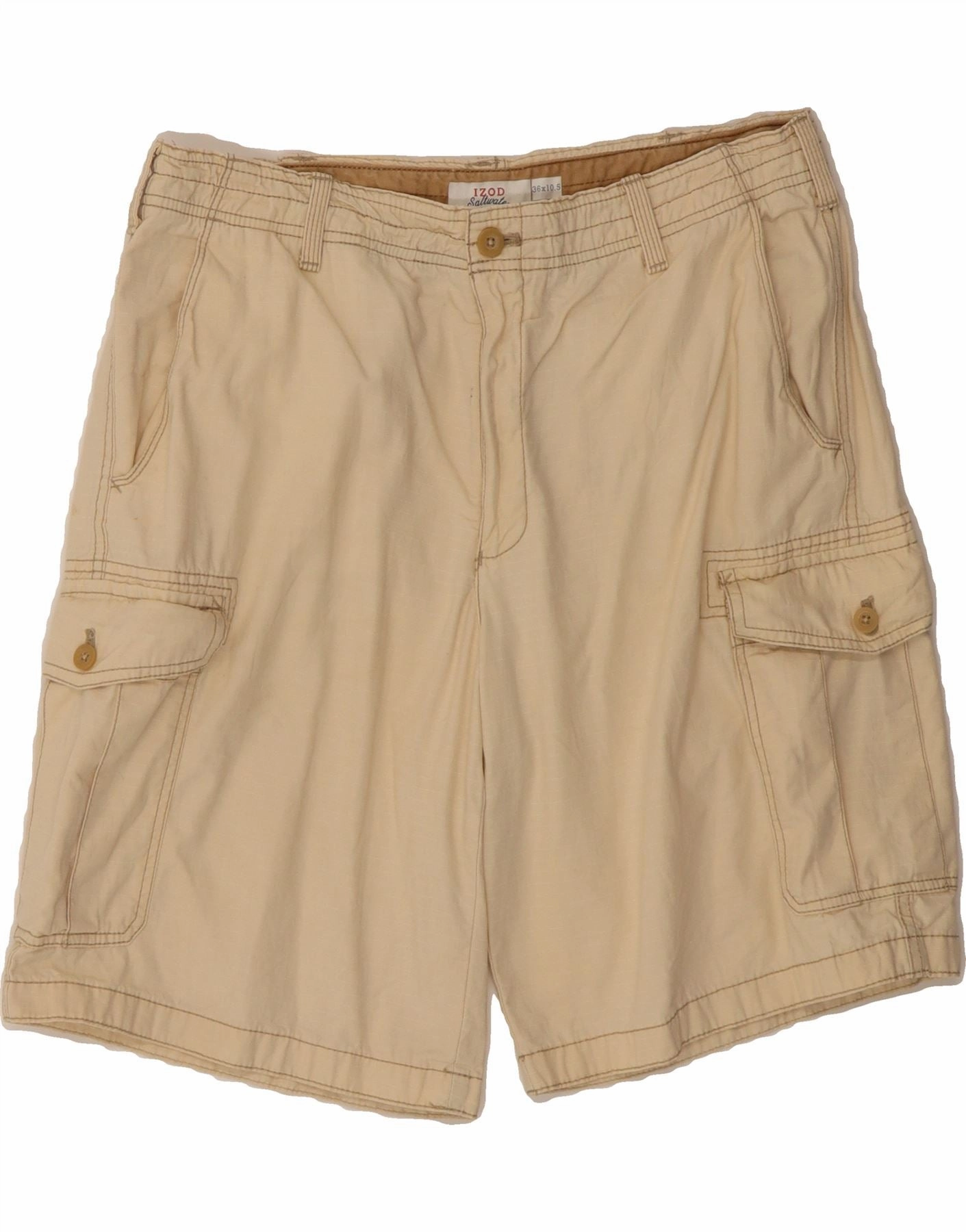 IZOD Mens Cargo Shorts W36 Large Beige Cotton Chill Vibe