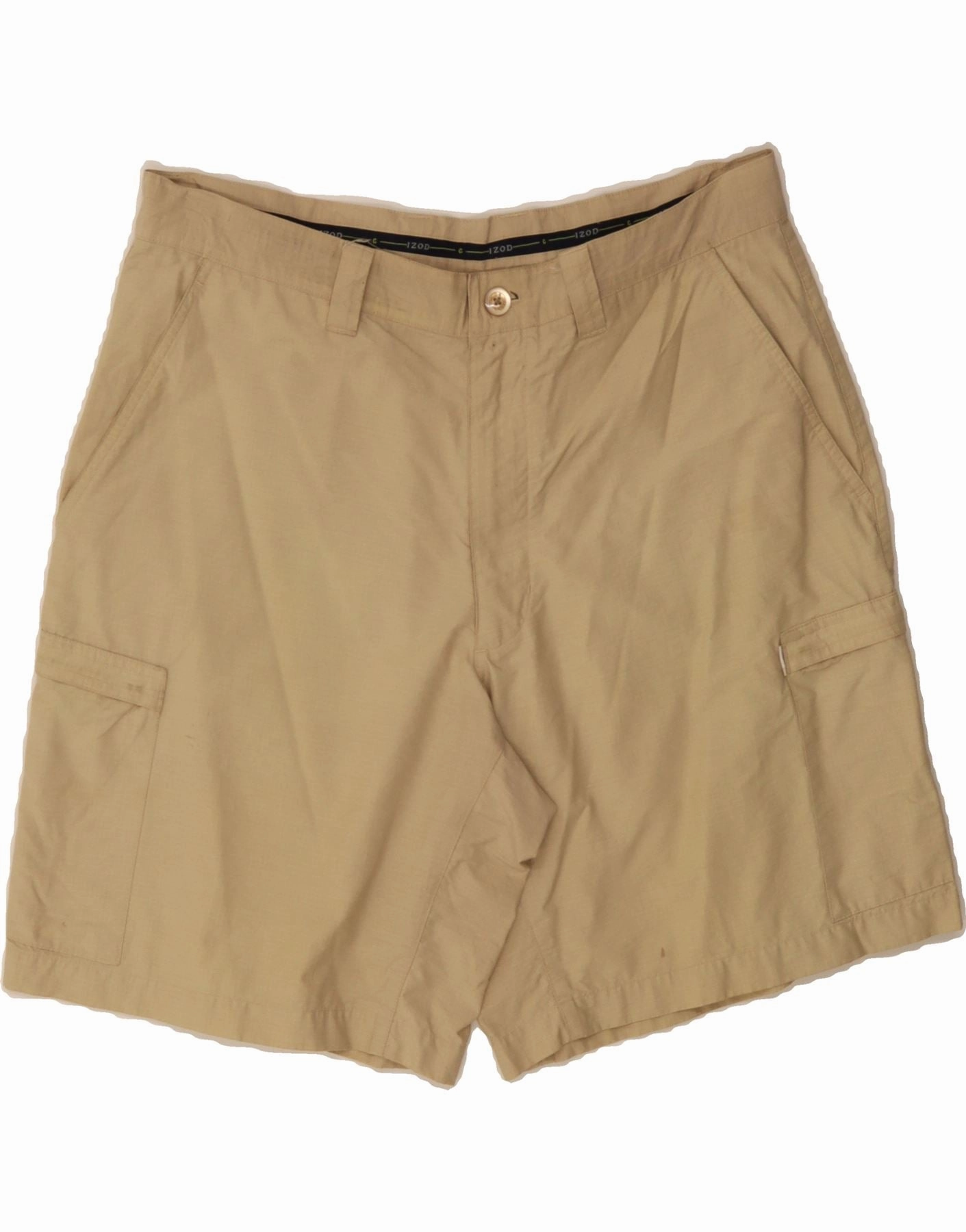 IZOD Mens Cargo Shorts W36 Large  Beige Cotton High Durability Weave