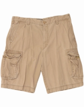 IZOD Mens Cargo Shorts W36 Large Beige Cotton Stylish Outfit Elastic Comfort