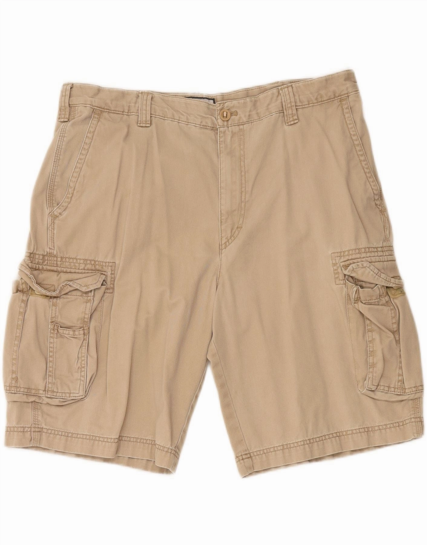 IZOD Mens Cargo Shorts W36 Large Beige Cotton Stylish Outfit Elastic Comfort