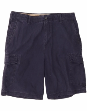 IZOD Mens Cargo Shorts W36 Large  Navy Blue Cotton Eco Conscious Packaging