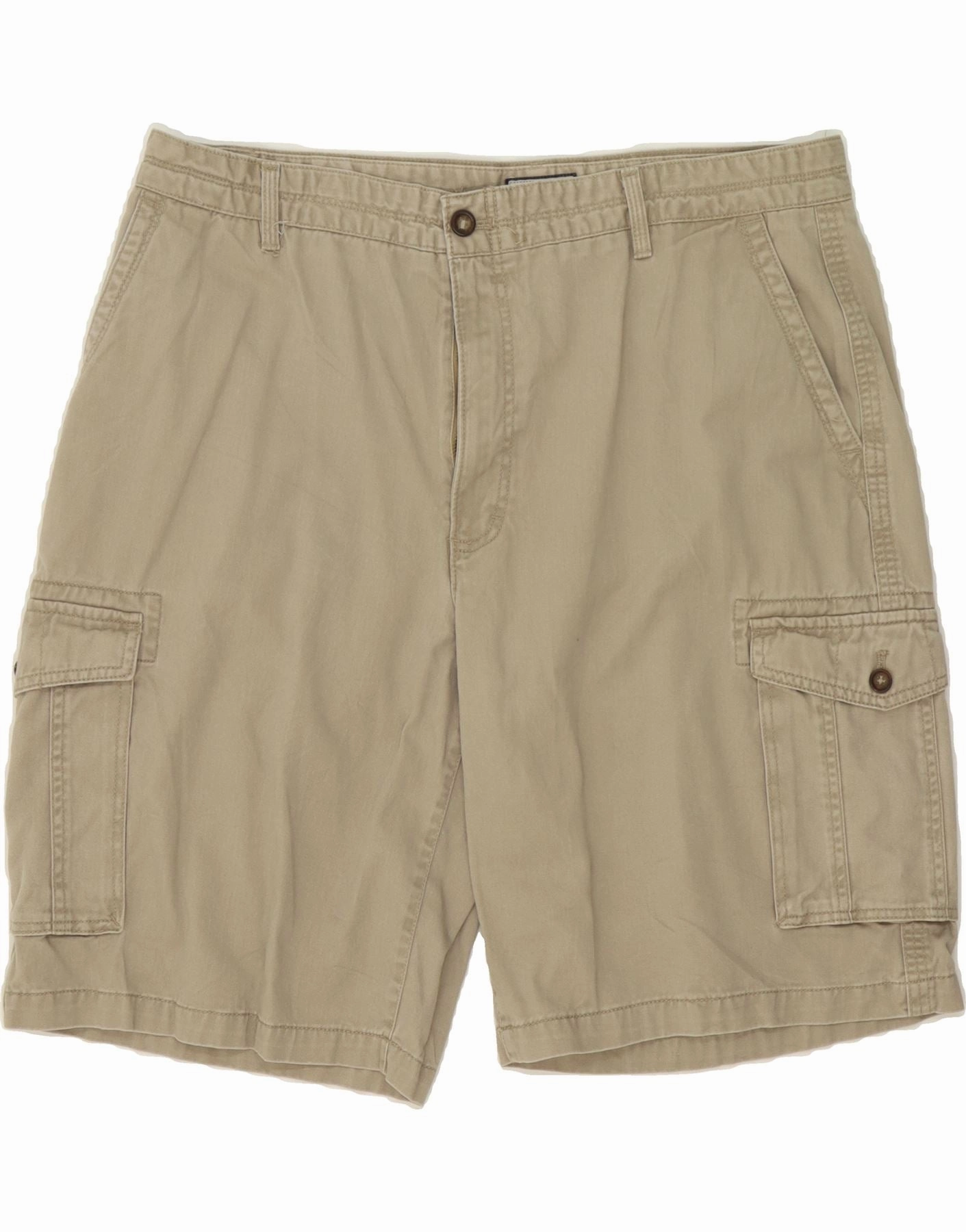 IZOD Mens Cargo Shorts W38 XL Beige Cotton Relaxed Cut Performance Comfort