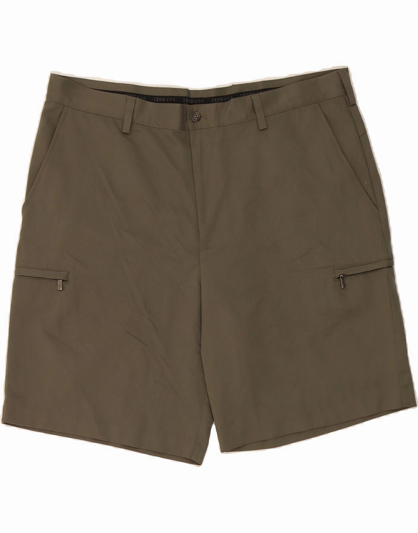 IZOD Mens Cargo Shorts W40 XL Khaki Polyester Anti Static Fabric suit jacket