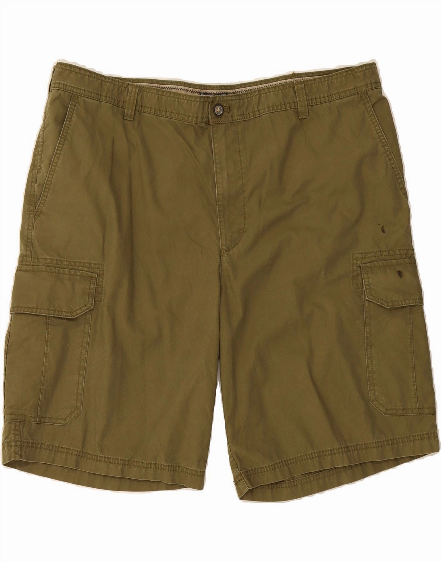 IZOD Mens Cargo Shorts W42 2XL Khaki Cotton Casual Layers No Friction