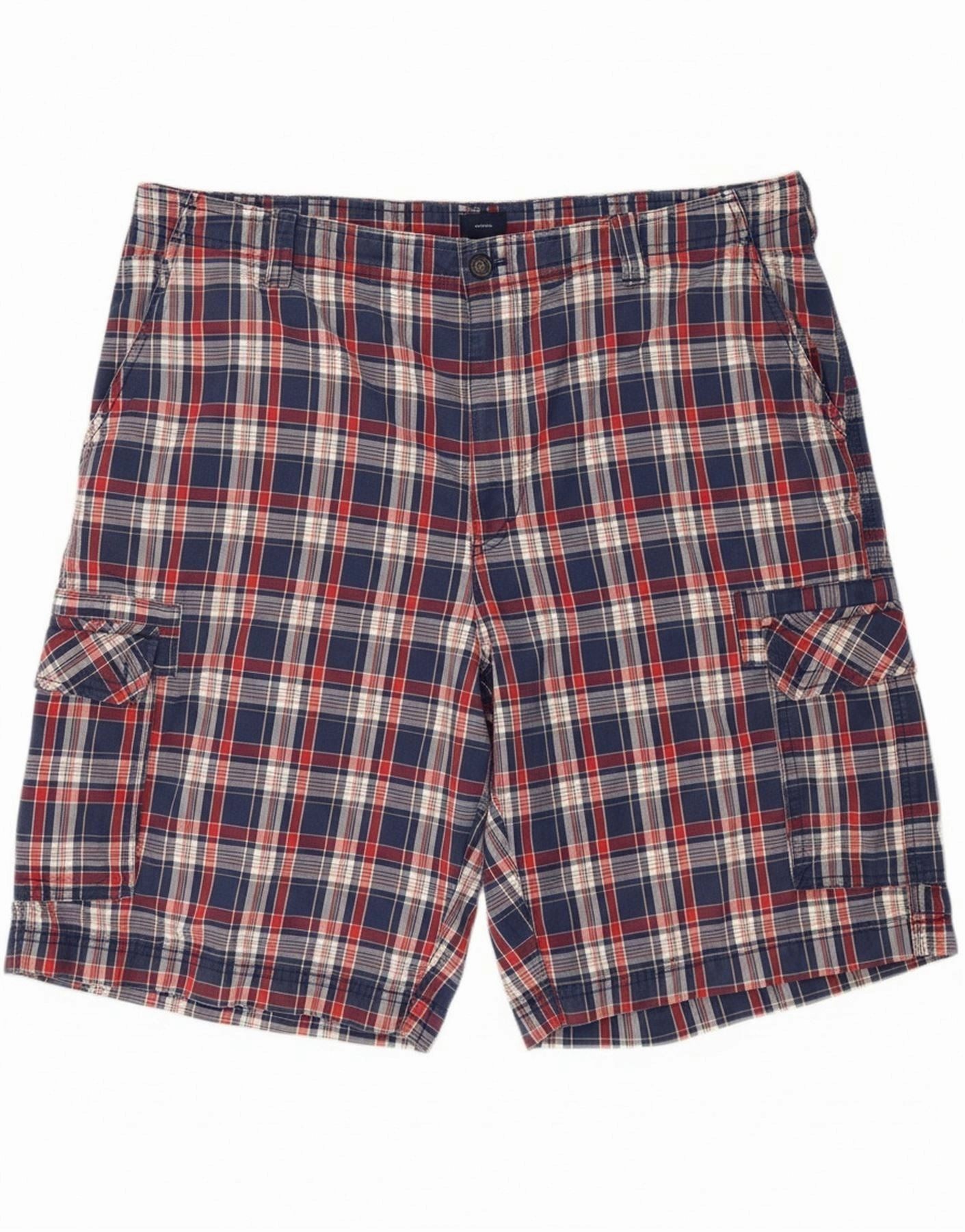 IZOD Mens Cargo Shorts W42 2XL Navy Blue Check Cotton Compact Storage Feature snowboard clothing