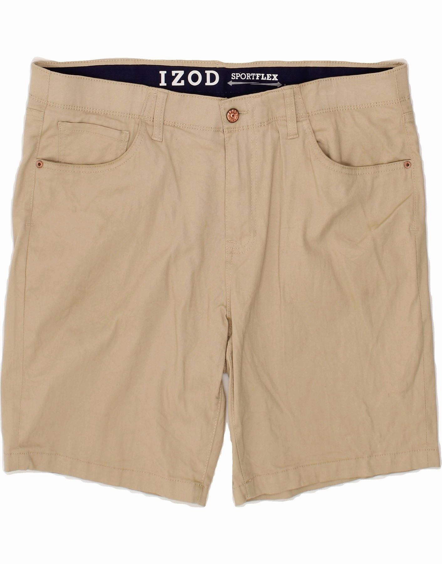 IZOD Mens Casual Shorts W38 XL Beige Cotton Outdoor Style Stretch performance