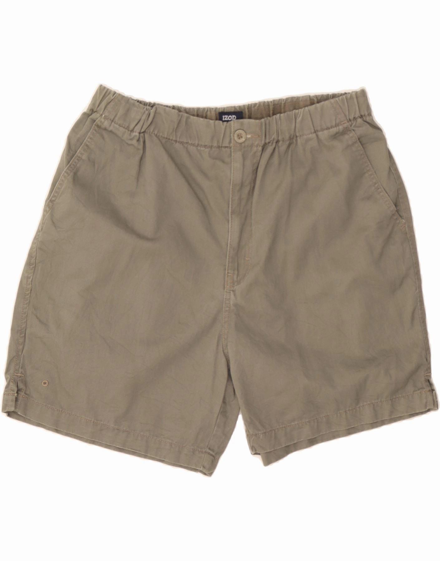 IZOD Mens Chino Shorts Large W36 Grey Cotton Lightweight Comfort RecycledPolyester