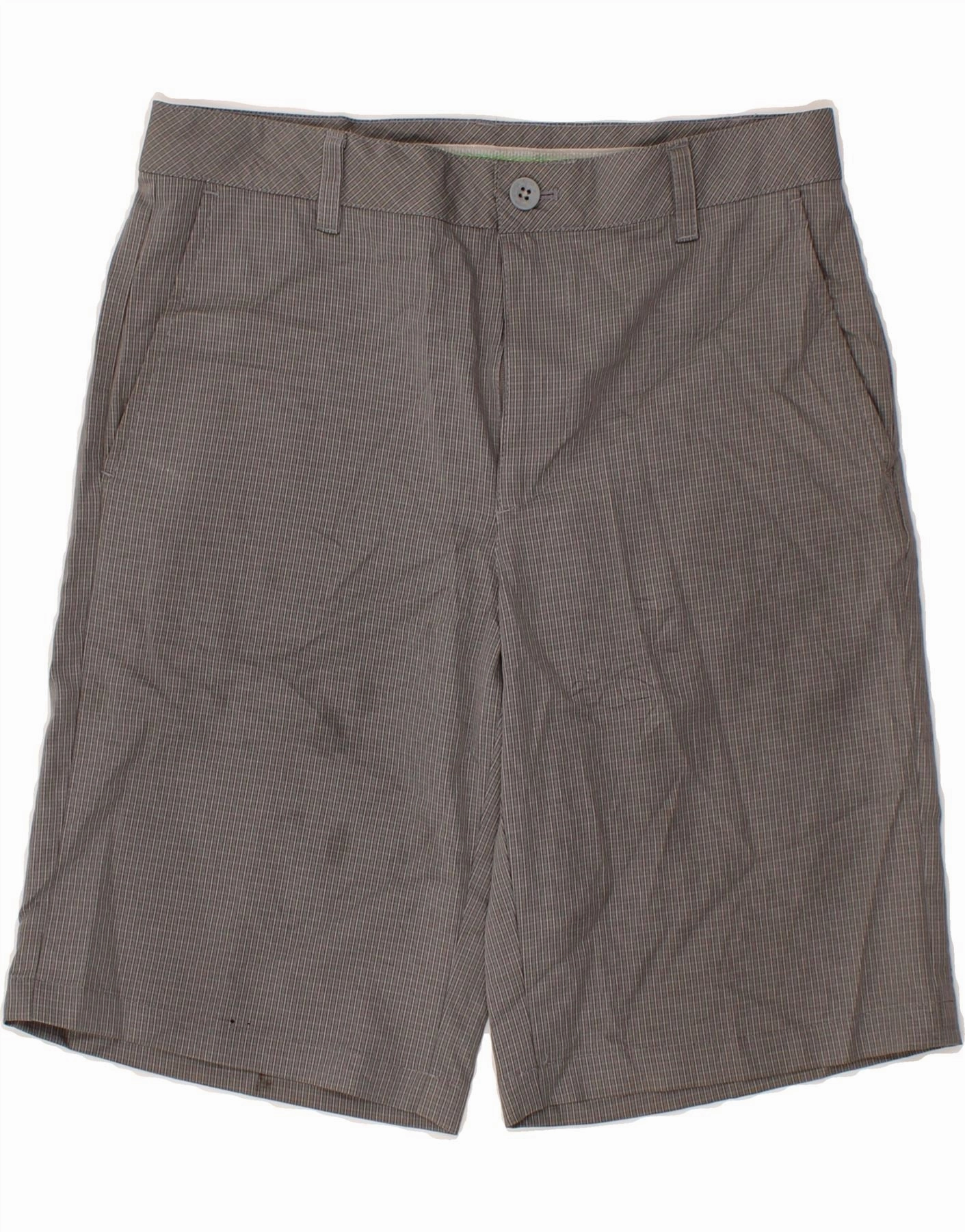 Soft Material IZOD Mens Chino Shorts W30 Medium Grey Check Polyester
