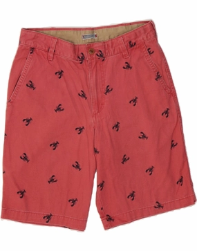 IZOD Mens Chino Shorts W30 Medium  Red Animal Print Cotton Loose Fit Sporty Comfort Fit