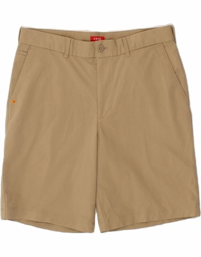 IZOD Mens Chino Shorts W33 Medium Brown Polyester Chill Breeze Fit