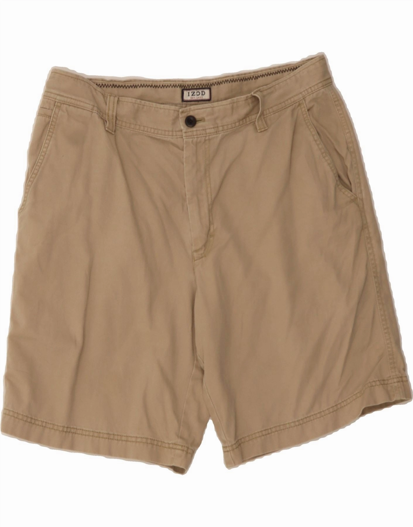 IZOD Mens Chino Shorts W34 Large Beige Cotton Mother's Day gift Fit Design