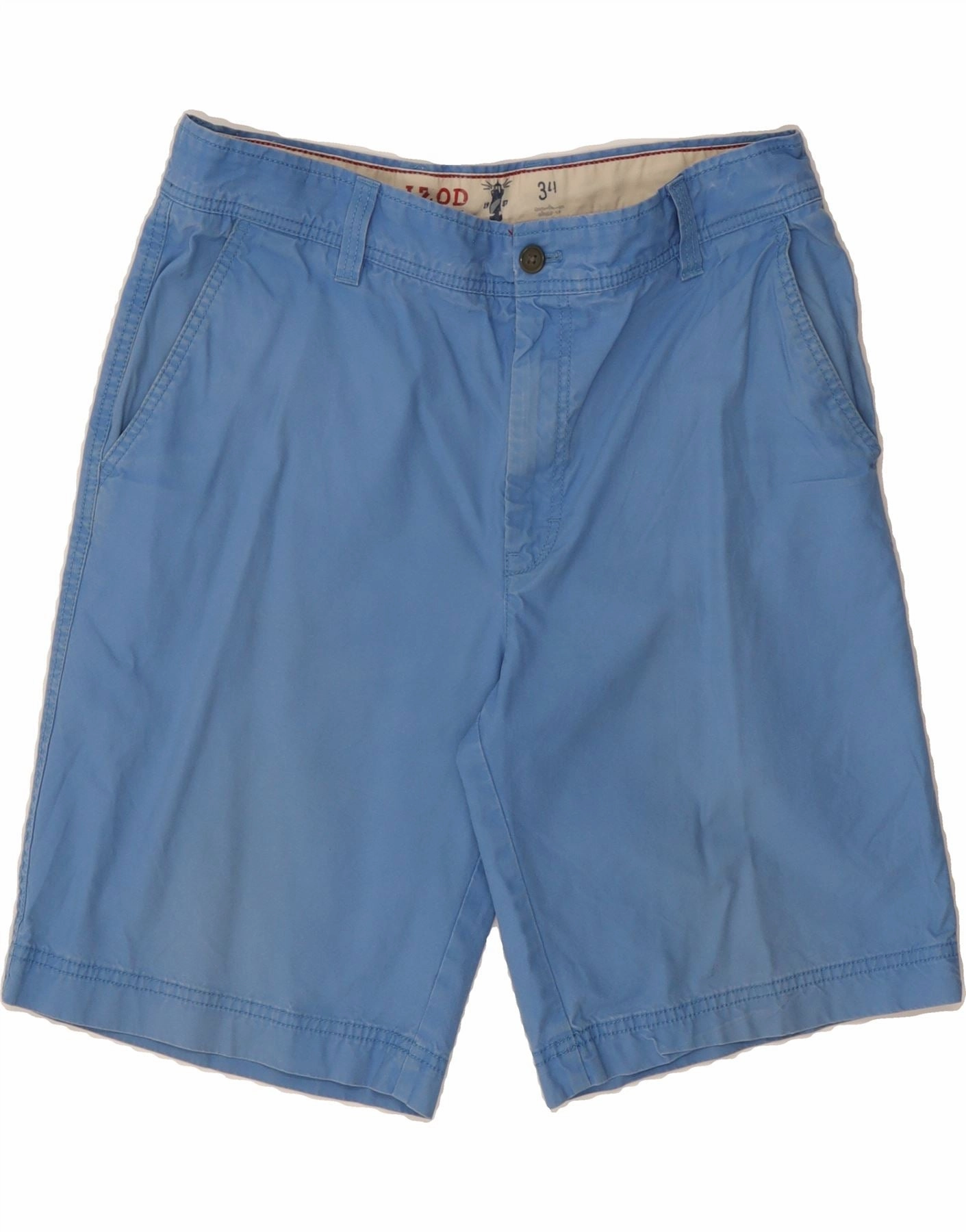 Minimal Stretch IZOD Mens Chino Shorts W34 Large Blue Cotton
