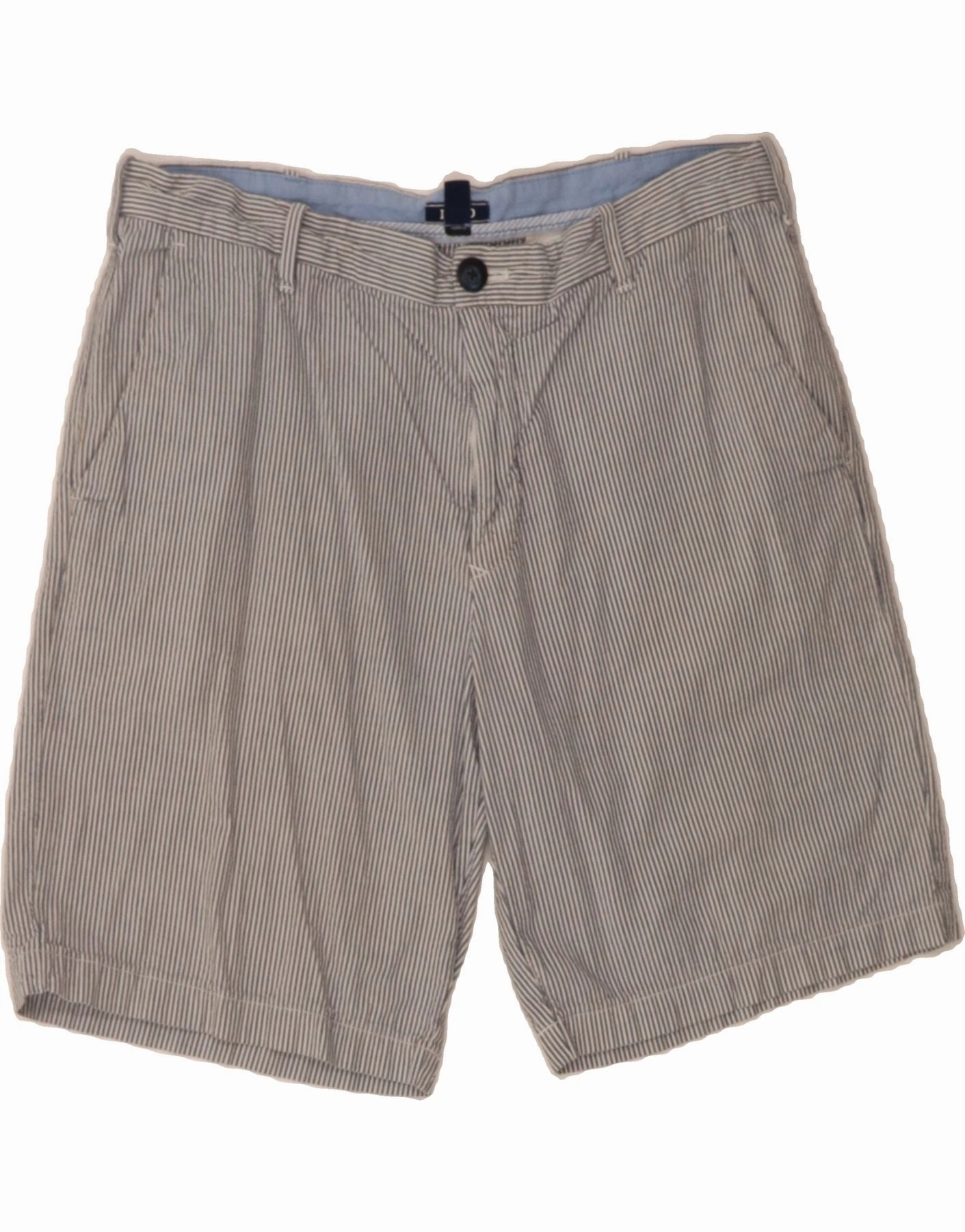 Summer Mood IZOD Mens Chino Shorts W34 Large Grey Pinstripe Cotton