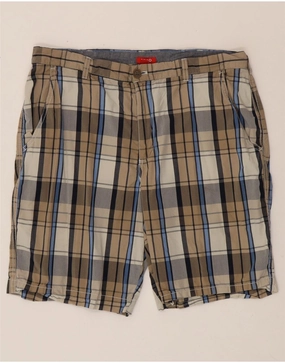 IZOD Mens Chino Shorts W36 Large Beige Check WaterResistantFinish