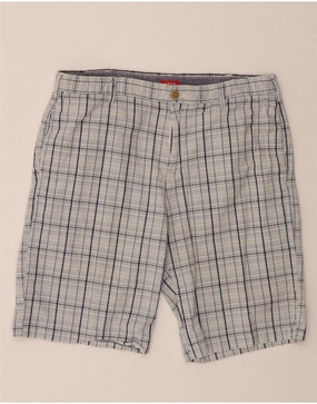 Adjustable Fit Run Ready IZOD Mens Chino Shorts W36 Large Blue Check Cotton