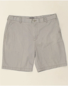 IZOD Mens Chino Shorts W36 Large Grey Cotton All Purpose Wear All Day Fit