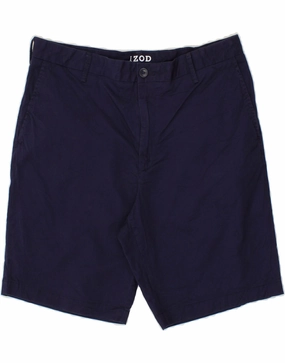 IZOD Mens Chino Shorts W36 Large  Navy Blue Cotton Flexible Mobility Active Look