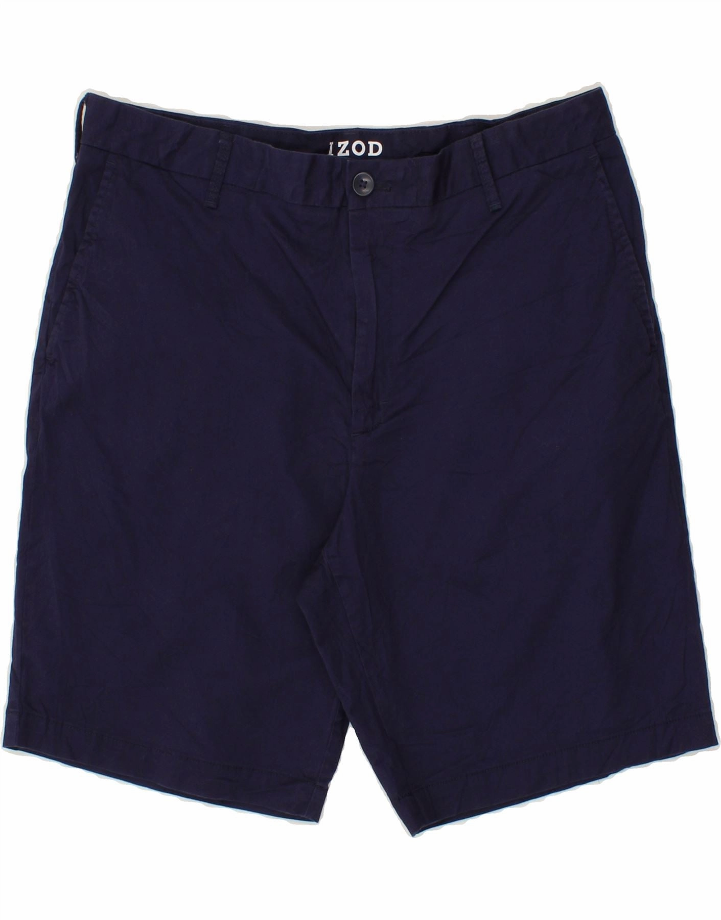 IZOD Mens Chino Shorts W36 Large  Navy Blue Cotton Flexible Mobility Active Look