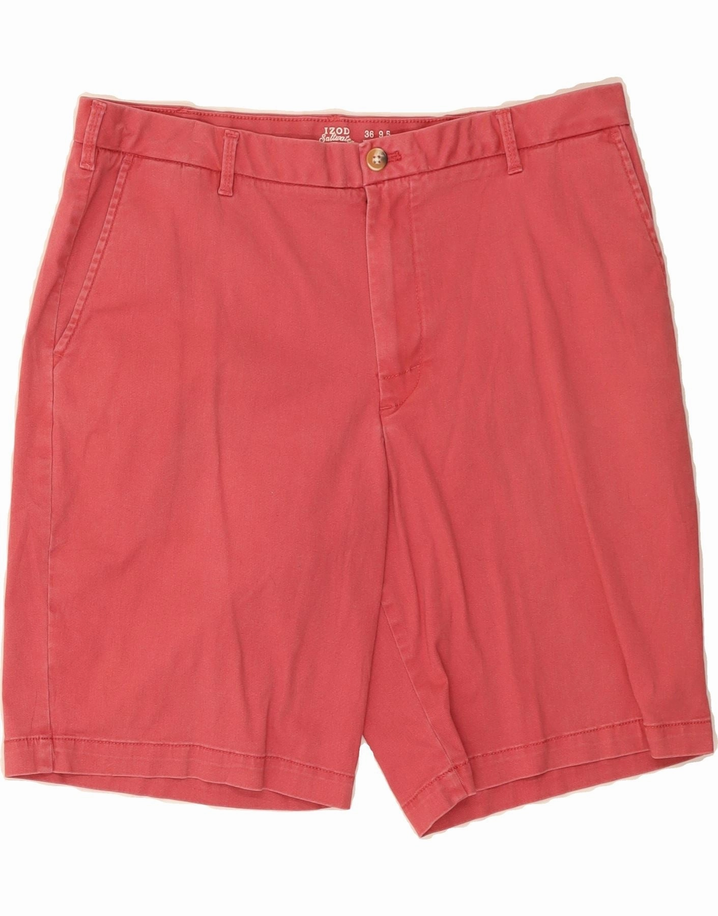 IZOD Mens Chino Shorts W36 Large  Red Cotton Quick Layering