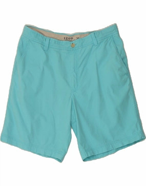 IZOD Mens Chino Shorts W36 Large  Turquoise Cotton Odor Resistant Finish