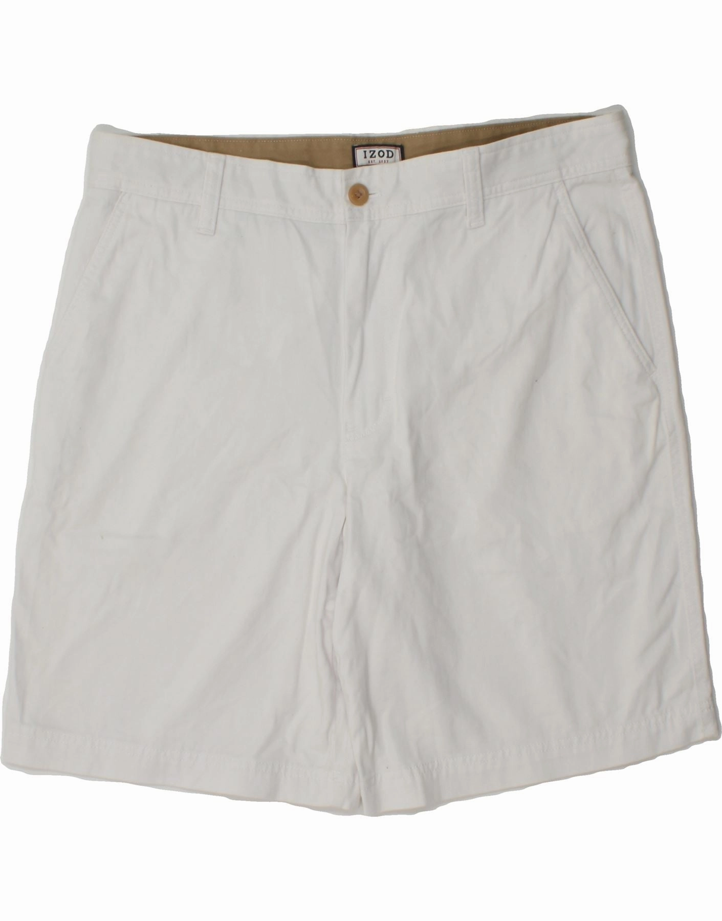 IZOD Mens Chino Shorts W36 Large White Cotton Performance Wear Holiday Wear