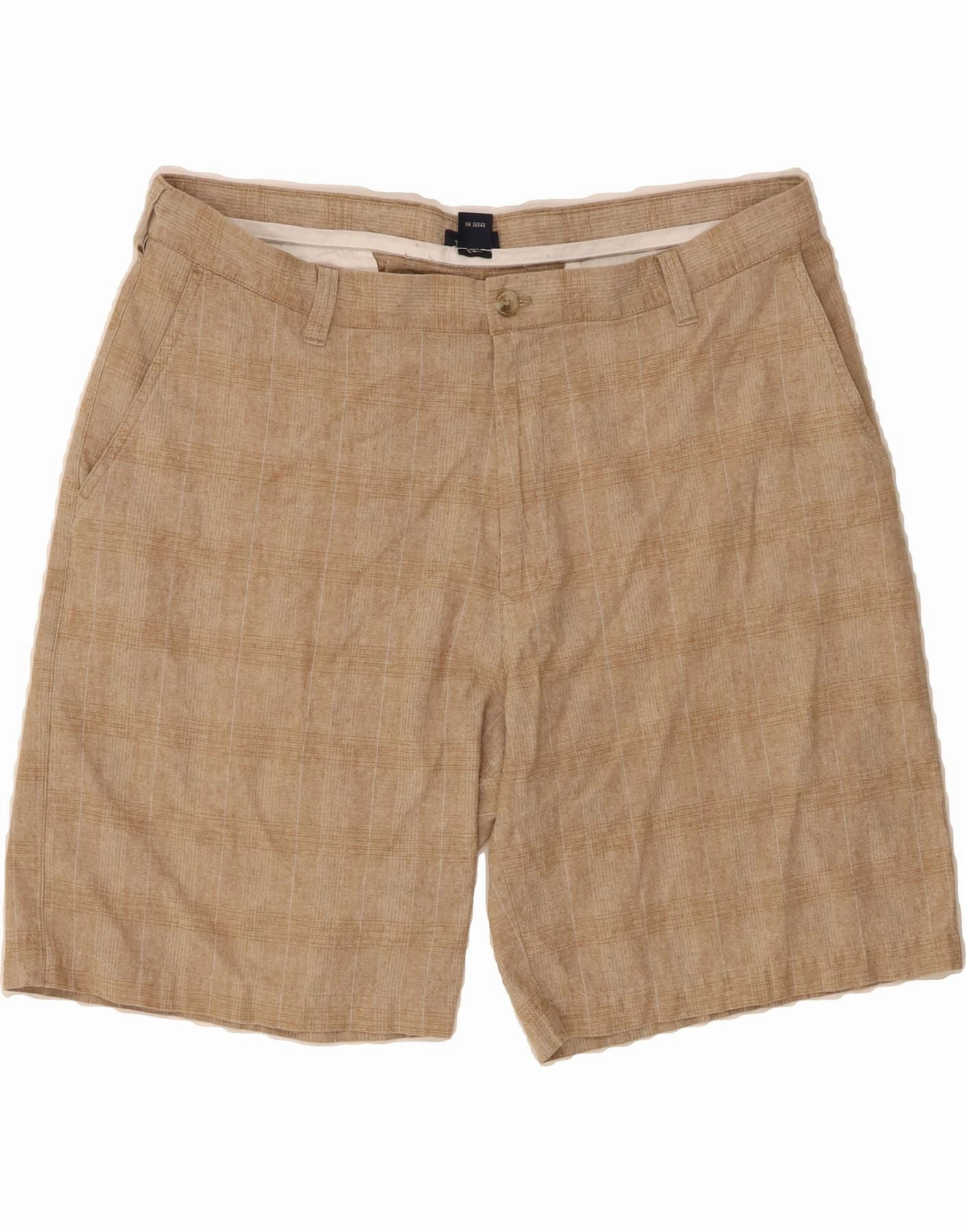 IZOD Mens Chino Shorts W38 XL Beige Check Linen school outfit