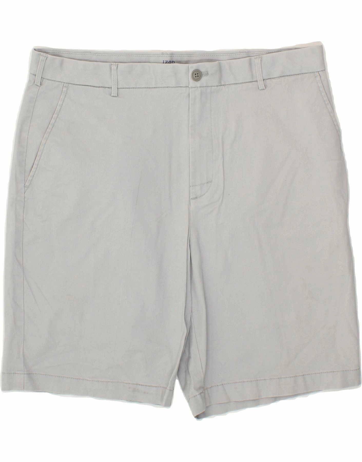 IZOD Mens Chino Shorts W38 XL Grey Cotton Anti Pill Surface Weekend Wear
