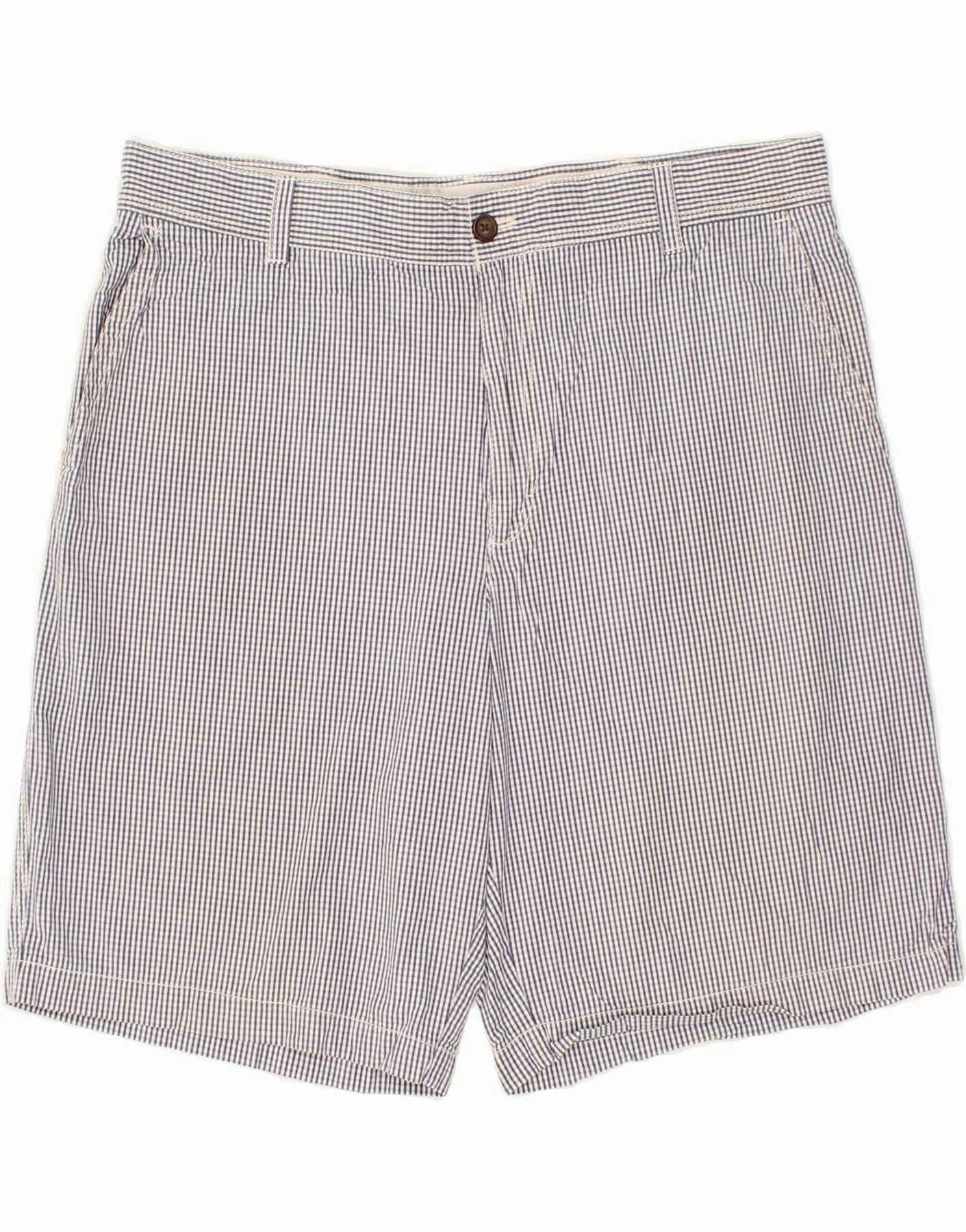 IZOD Mens Chino Shorts W38 XL Navy Blue Check Cotton graduation season
