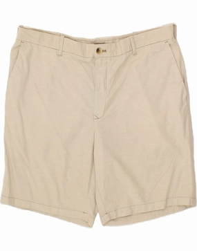 Office Wear Contoured Cuff Design IZOD Mens Chino Shorts W40 XL Beige Cotton