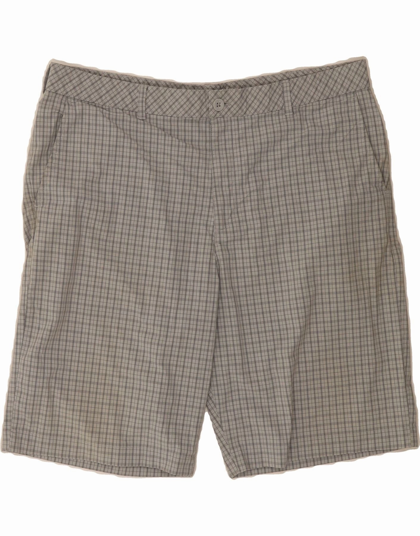 IZOD Mens Chino Shorts W40 XL Grey Check Cotton Mood Wear Lightweight Shorts