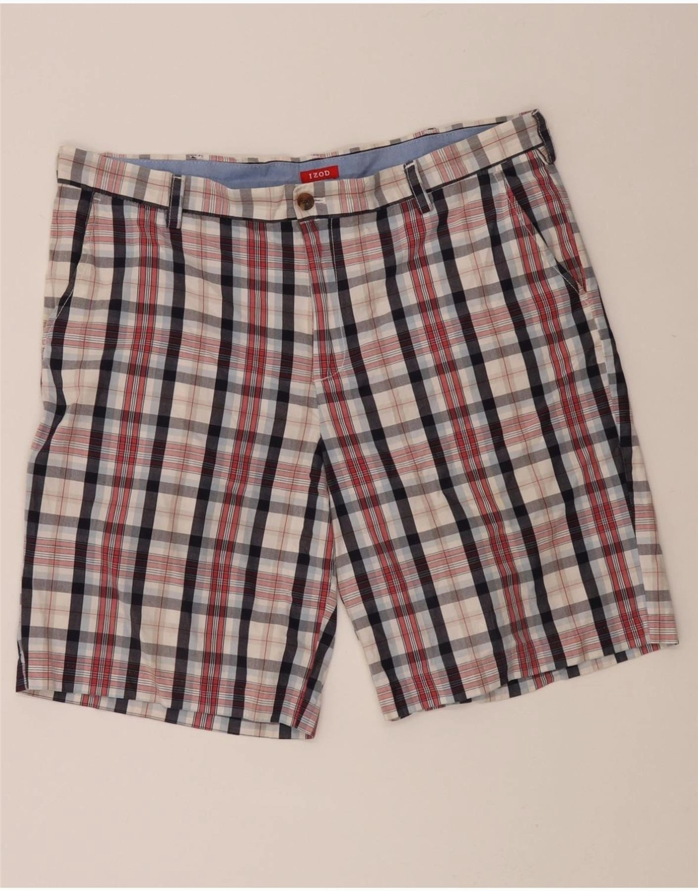 Simple Mood IZOD Mens Chino Shorts W40 XL Multicoloured Check Cotton