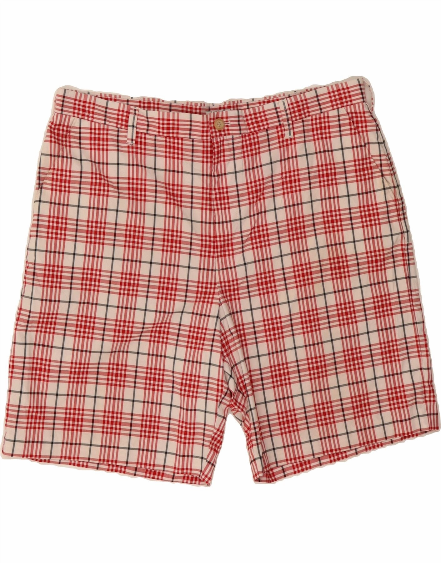 Double Layered Construction IZOD Mens Chino Shorts W40 XL Red Check Polyester