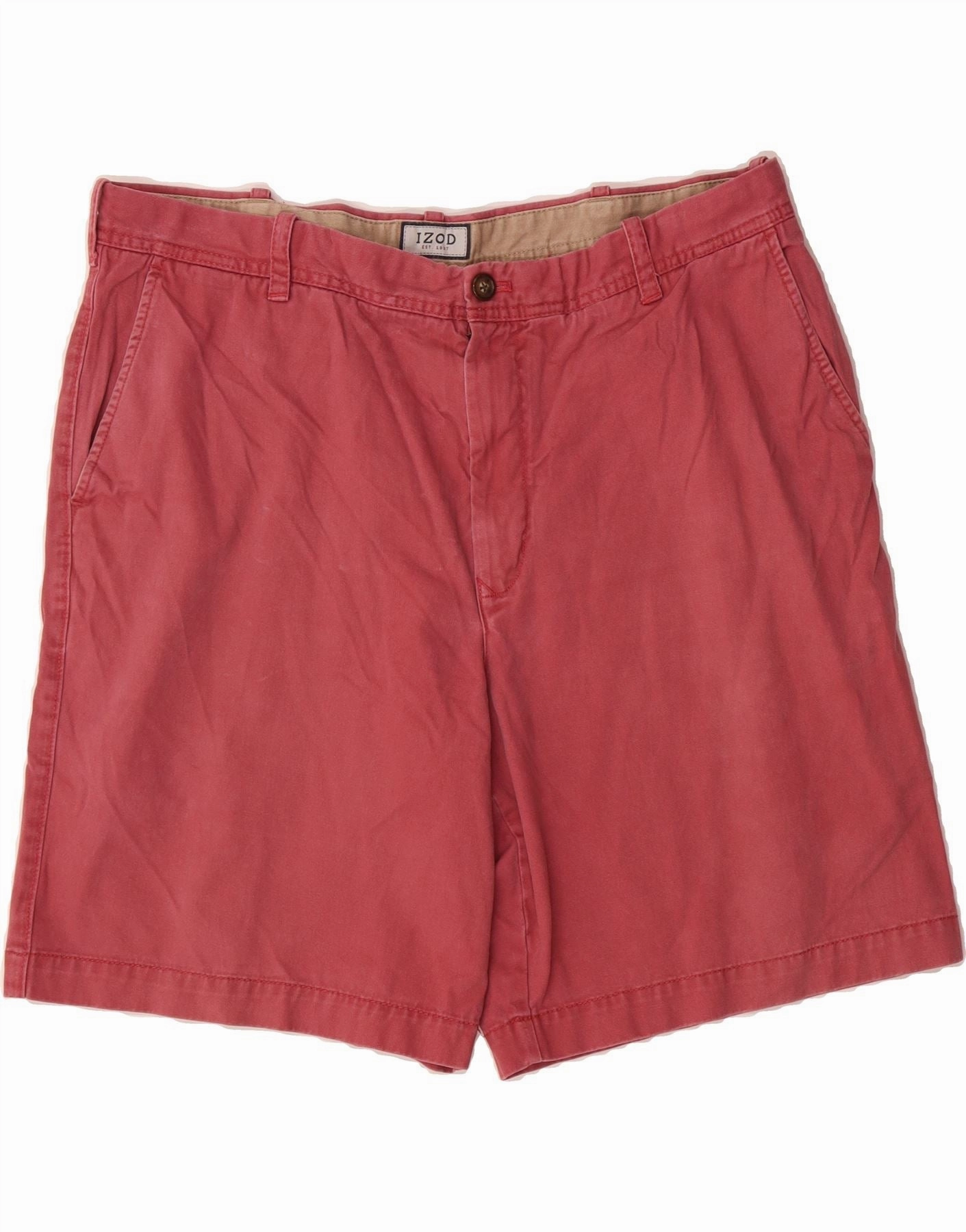 IZOD Mens Chino Shorts W40 XL Red Cotton swim trunks