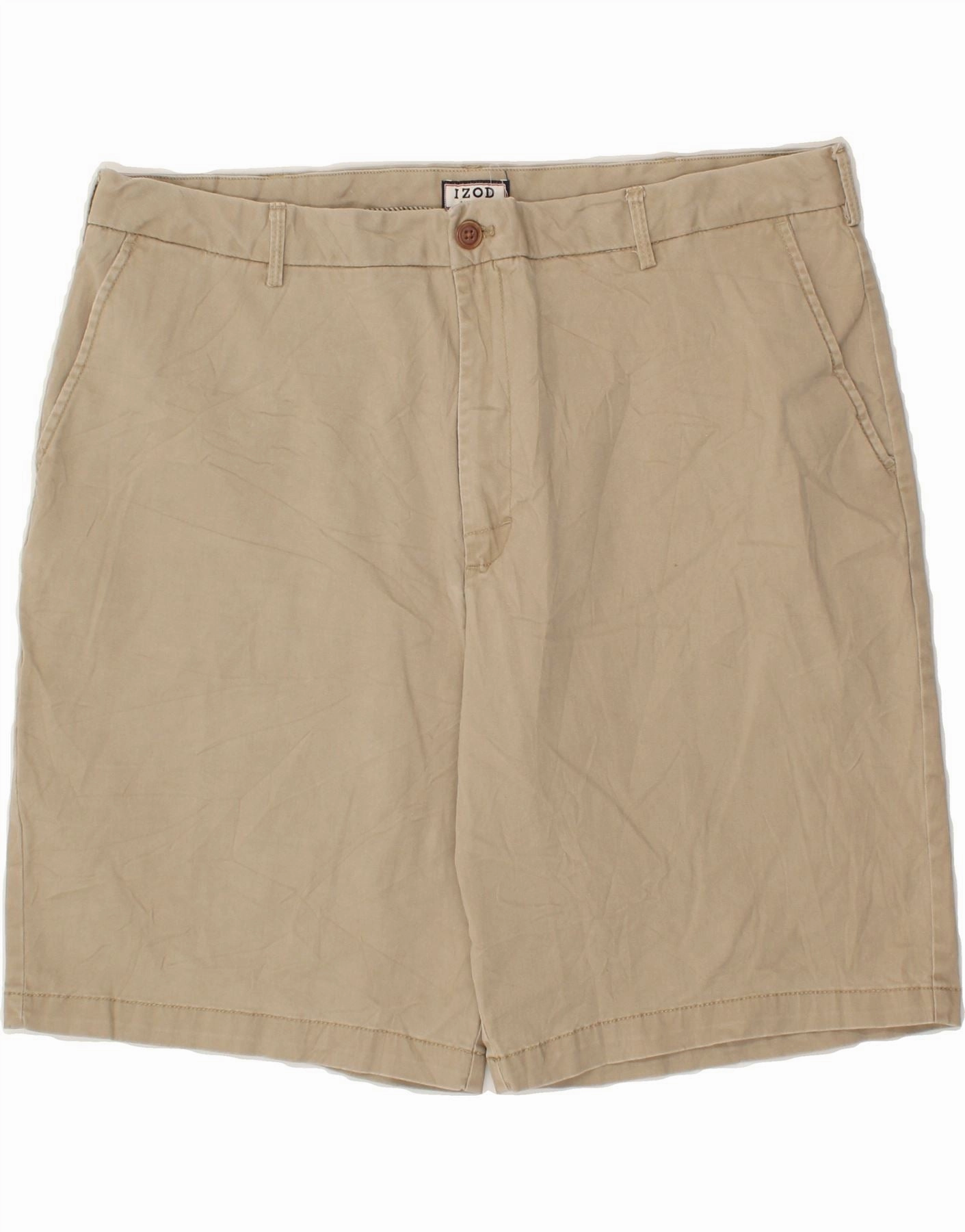 Casual Flex Fit Trendy Mood IZOD Mens Chino Shorts W42 2XL Beige Cotton