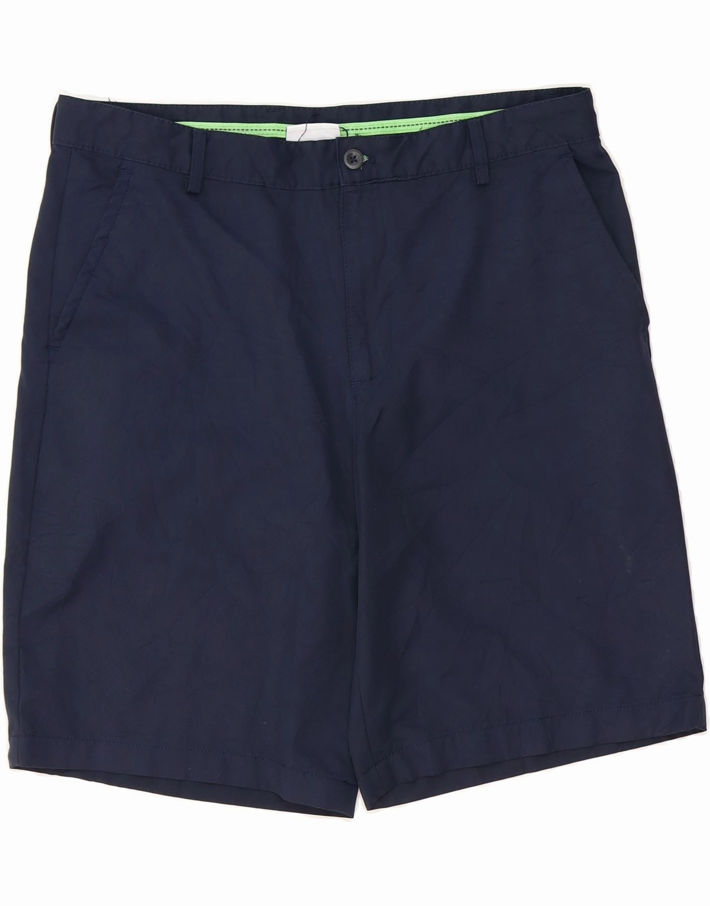 IZOD Mens Classic Chino Shorts W36 Large  Navy Blue Polyester Breezy Feel