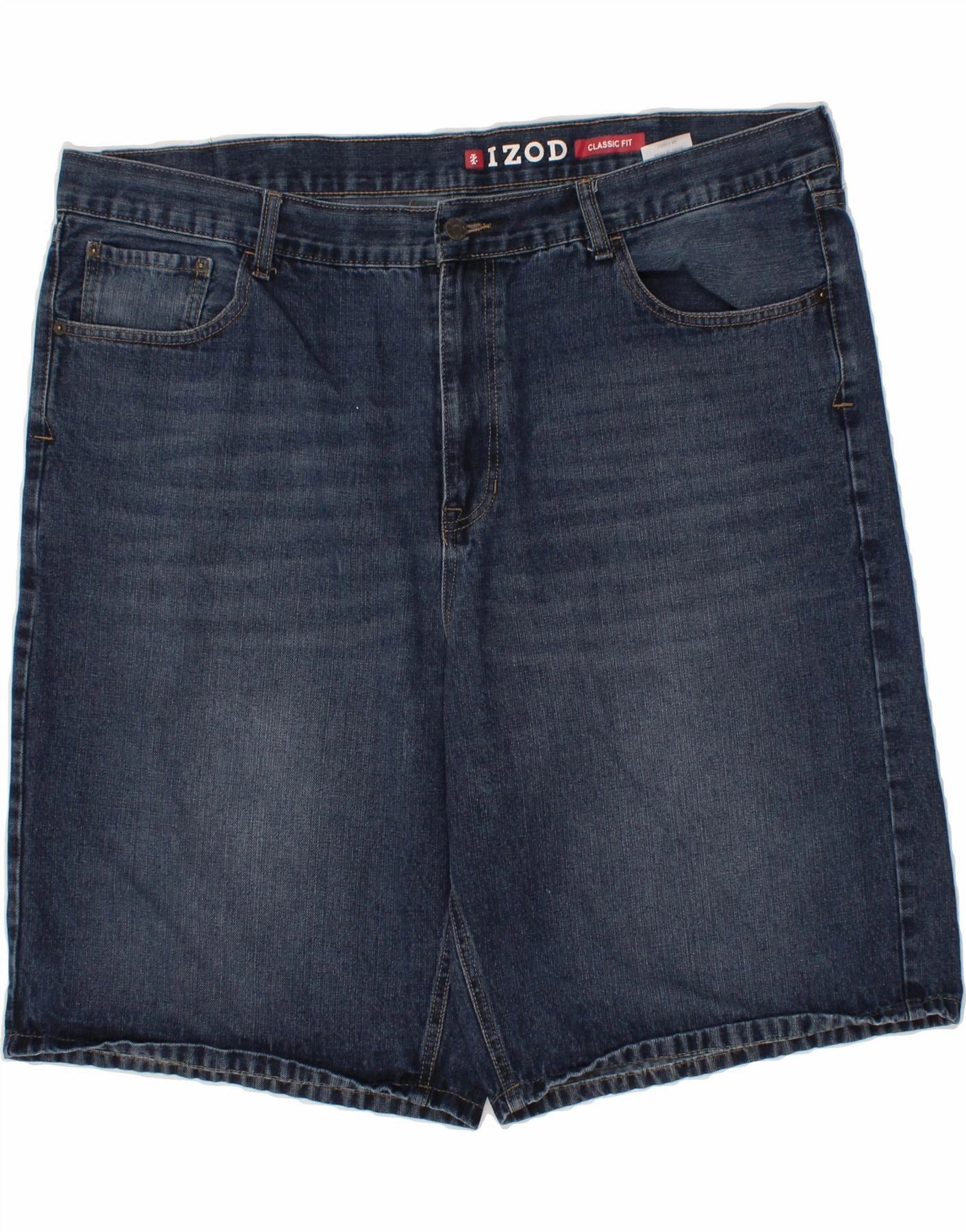 camping clothes IZOD Mens Classic Fit Denim Shorts W44 2XL Navy Blue Cotton