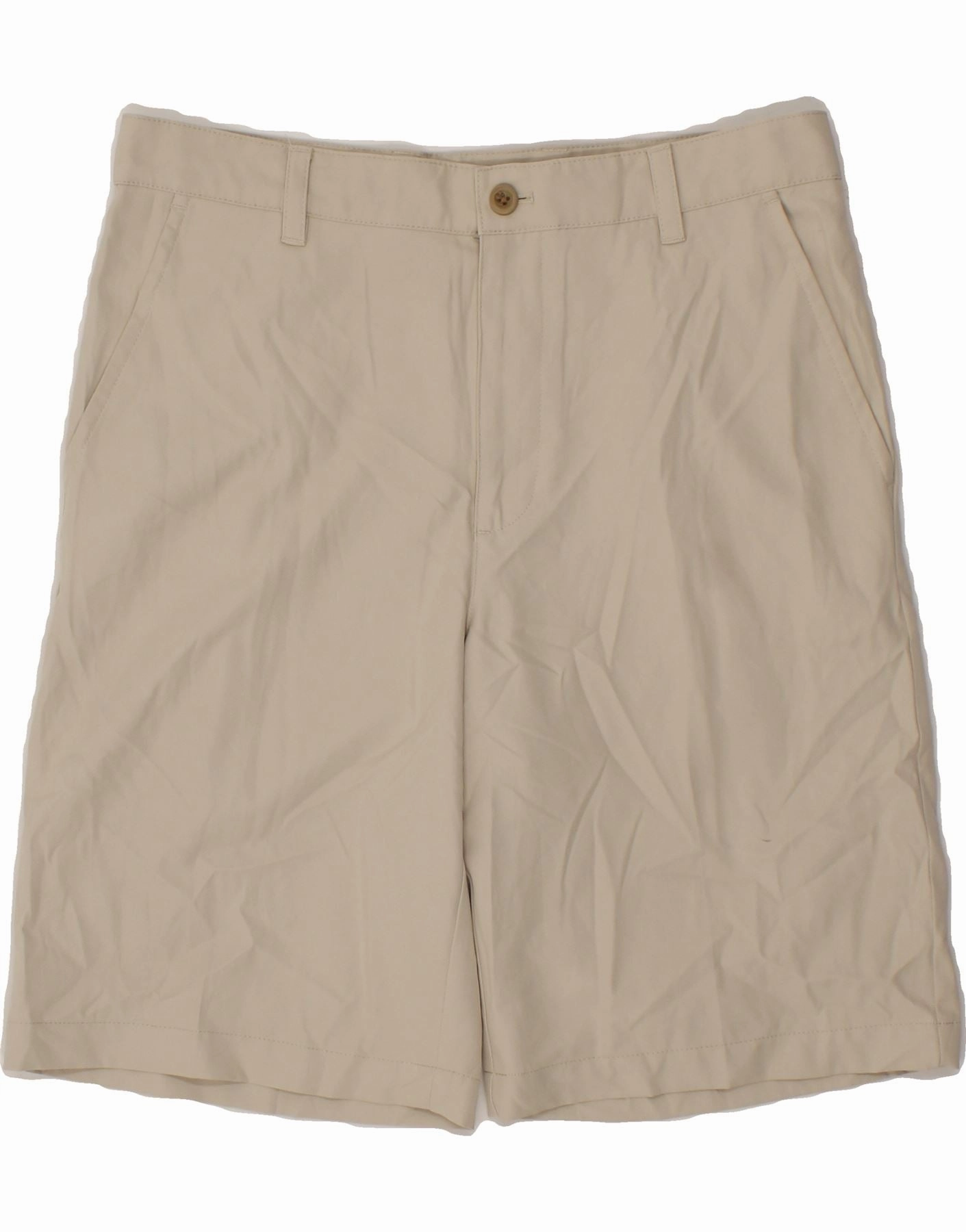 IZOD Mens Golf Chino Shorts W33 Medium Beige Polyester Stretch Comfort Moisture Controlled Lining