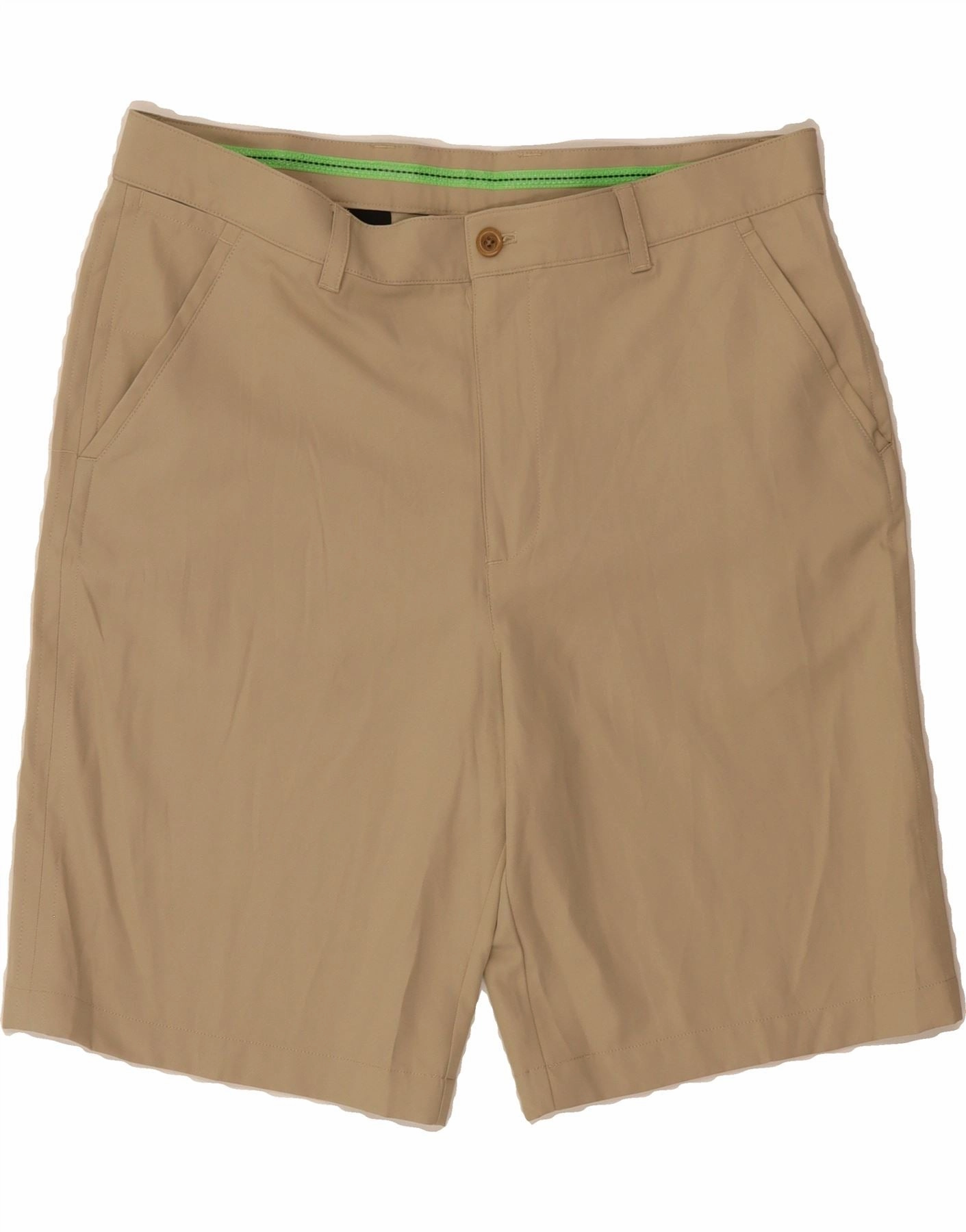 IZOD Mens Golf Chino Shorts W36 Large Beige Polyester Multi Panel Cut