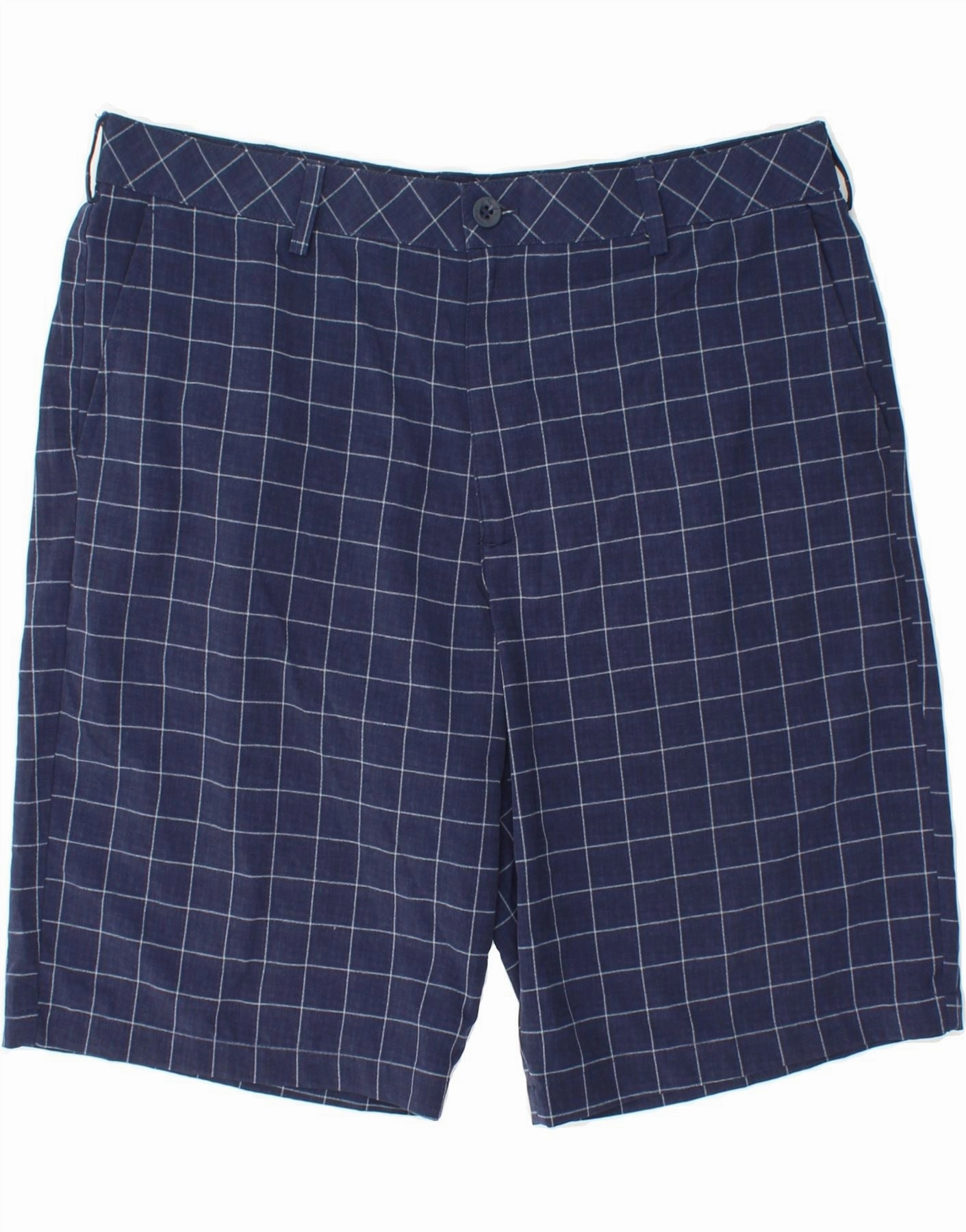 Comfy Waist IZOD Mens Golf Chino Shorts W36 Large Blue Check Polyester