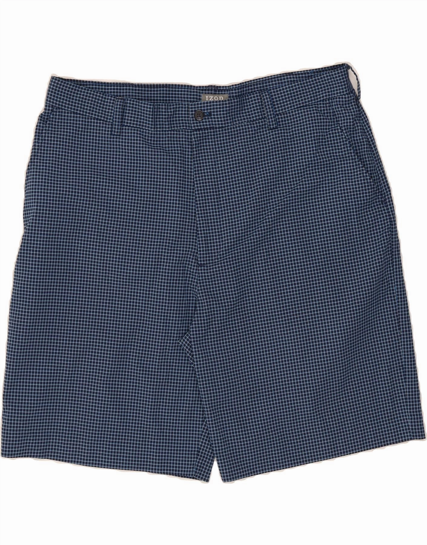 IZOD Mens Golf Chino Shorts  W38 XL Blue Check Polyester Artisanal Performance Comfort