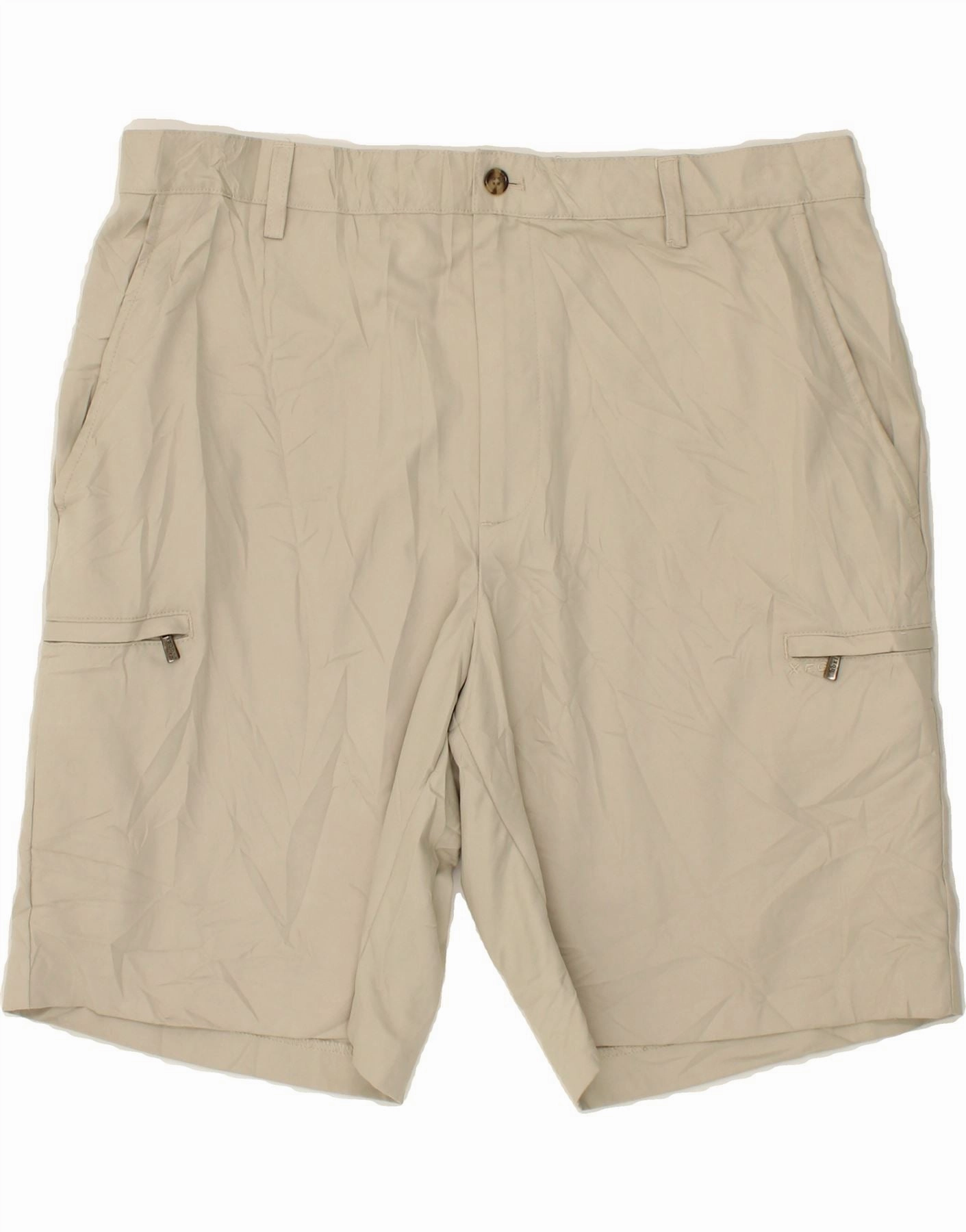 IZOD Mens High Waist Cargo Shorts W38 XL Beige Polyester Comfortable Flex skiing outfit