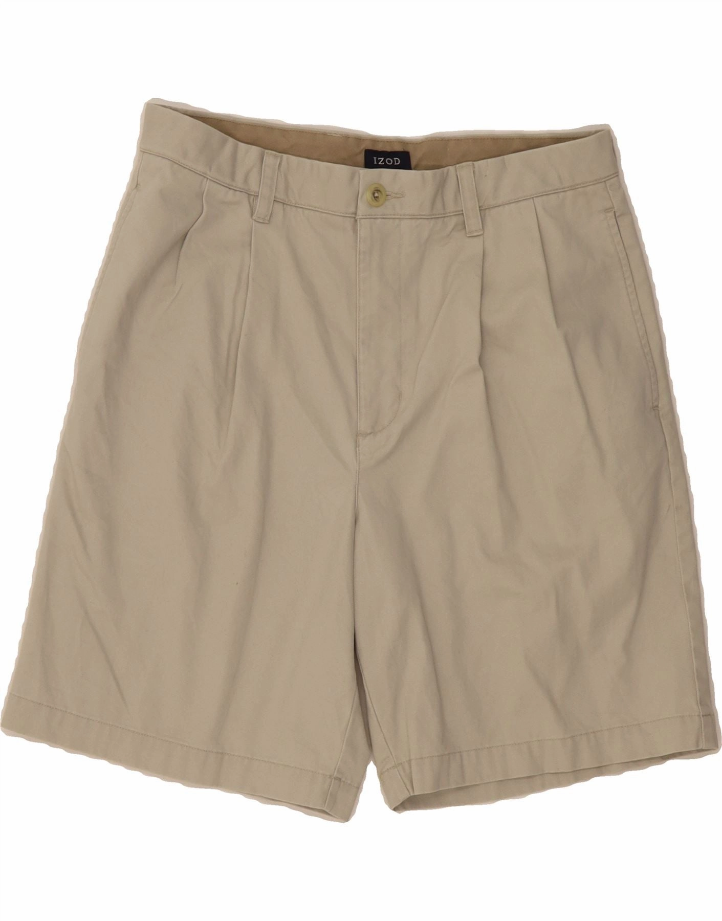 IZOD Mens Pegged Chino Shorts W32 Medium Beige Cotton Tear Resistant Weave Outdoor Life