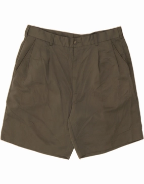 Cool Weather Sleek Waist IZOD Mens Pegged Chino Shorts W36 Large Khaki Polyester