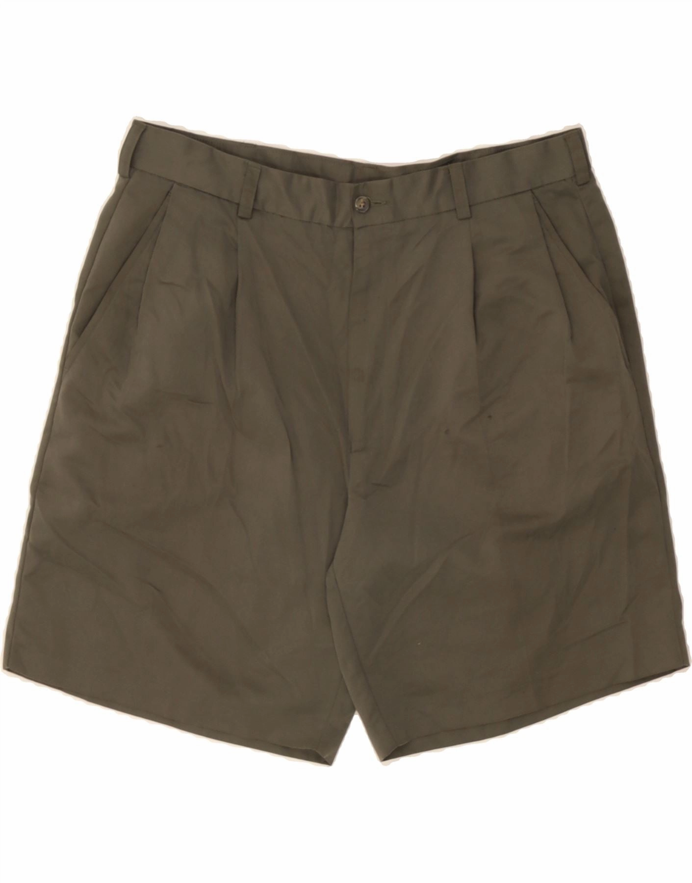 Cool Weather Sleek Waist IZOD Mens Pegged Chino Shorts W36 Large Khaki Polyester