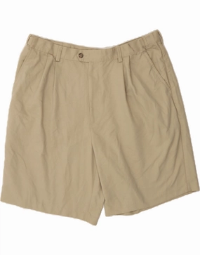 IZOD Mens Pegged Chino Shorts W40 XL Beige Polyester Chafe Resistant Lining Beach-Ready Look
