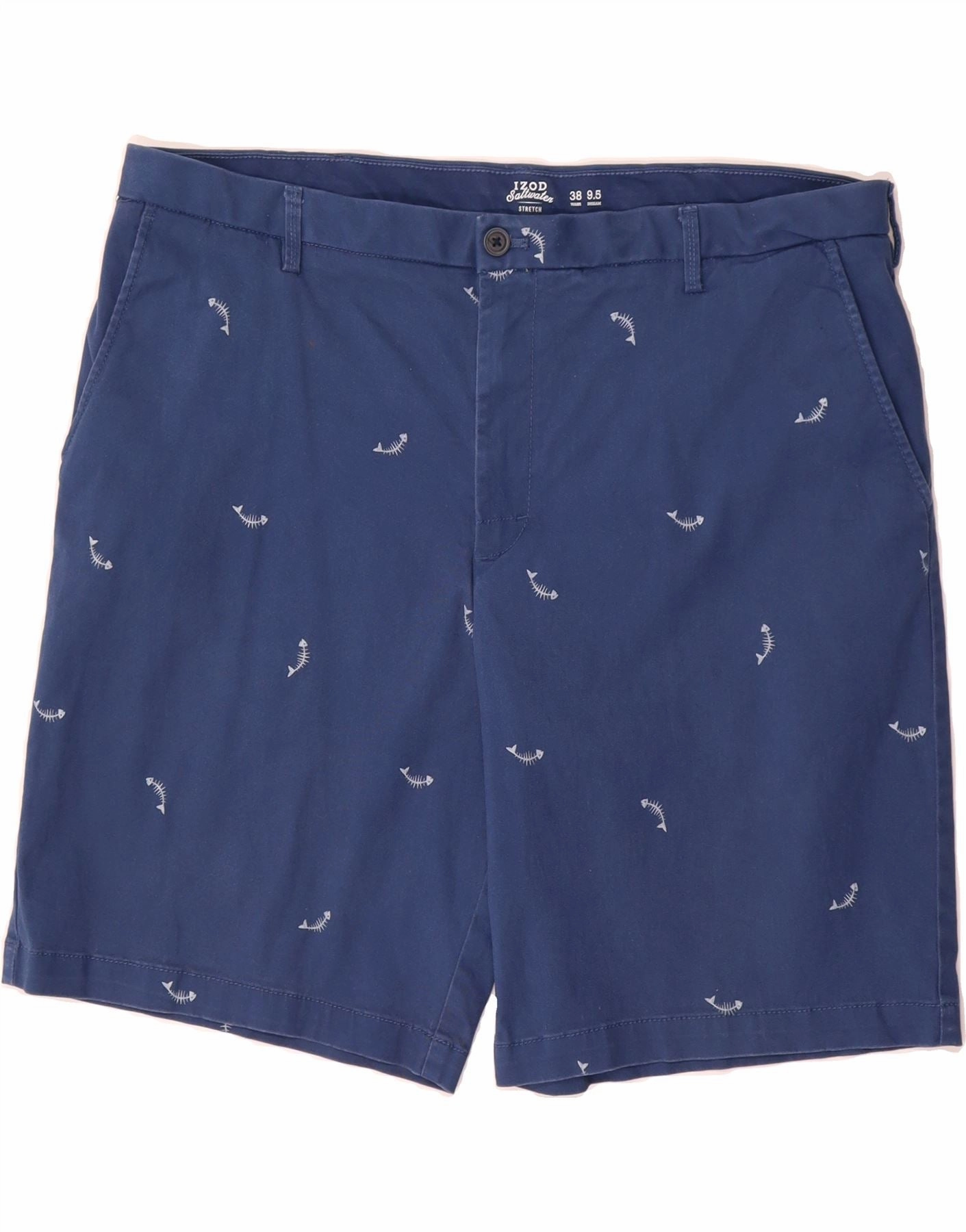 Cozy Feel IZOD Mens Salt Water Abstract Pattern Chino Shorts W38 XL Navy Blue Cotton