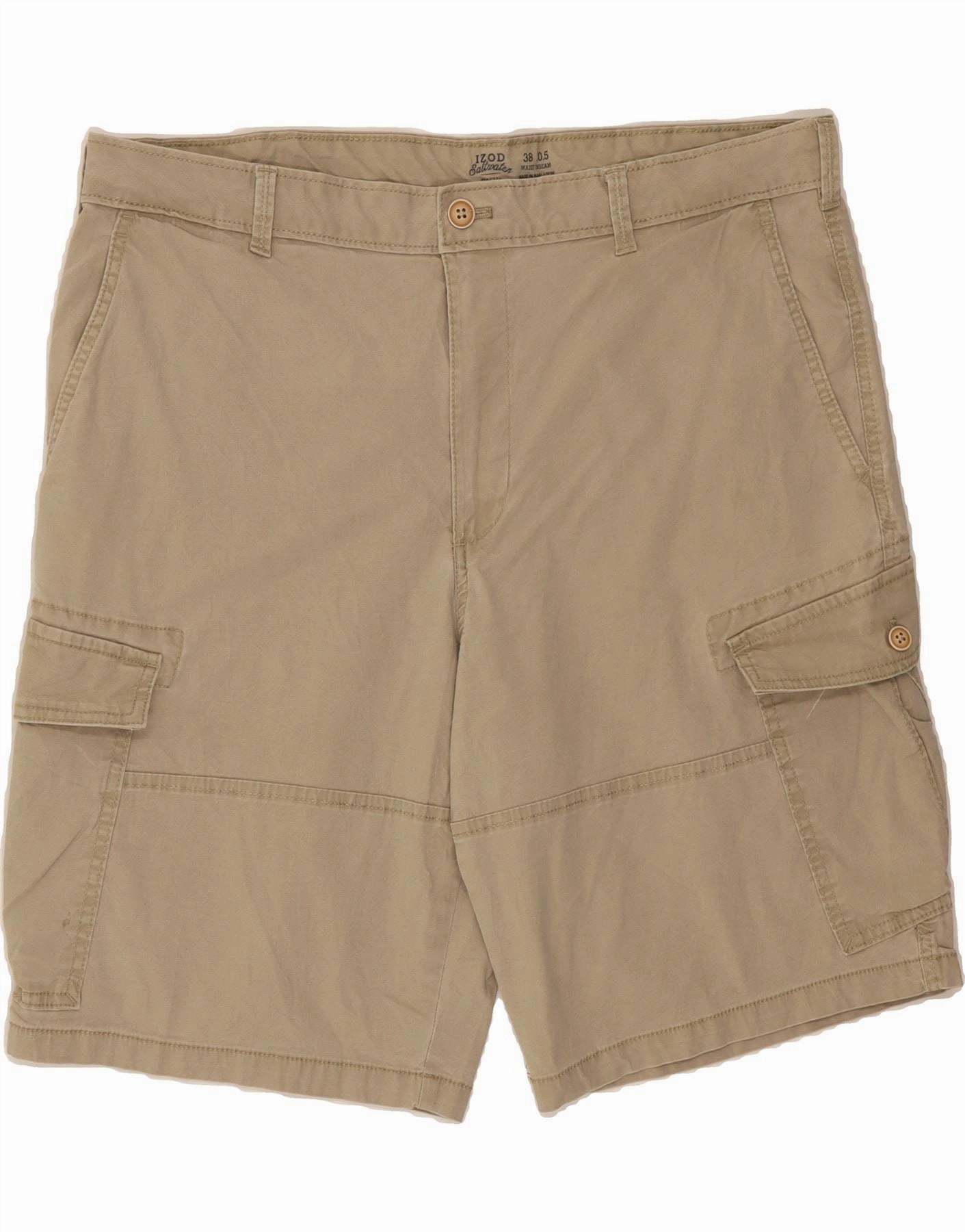 Daytime Style Adjustable Waist IZOD Mens Salt Water Cargo Shorts W38 XL Beige Cotton