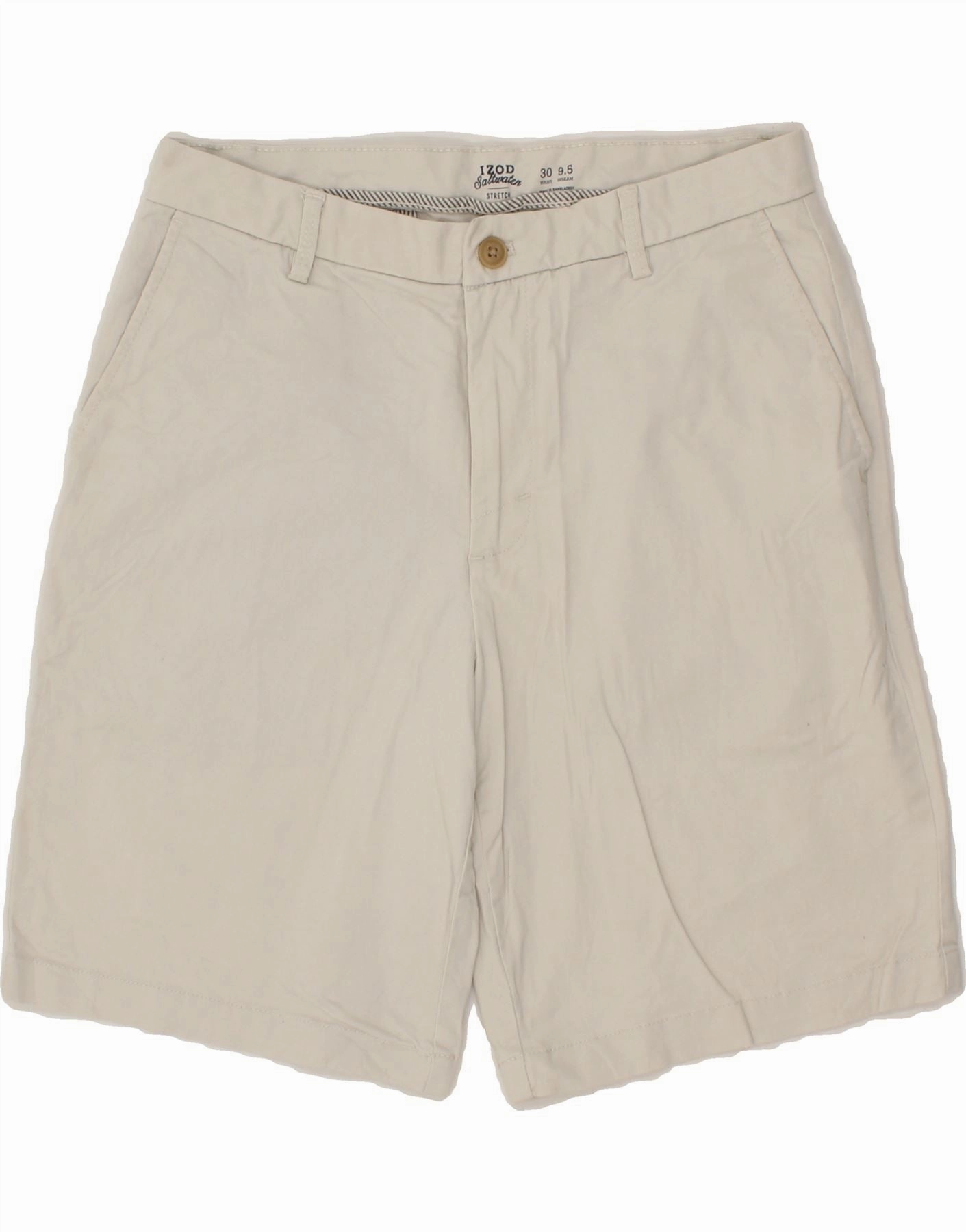 IZOD Mens Salt Water Chino Shorts W30 Medium  Off White Cotton formal alternative